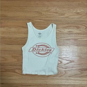 Dickies Cream and Pink Logo Crop Top